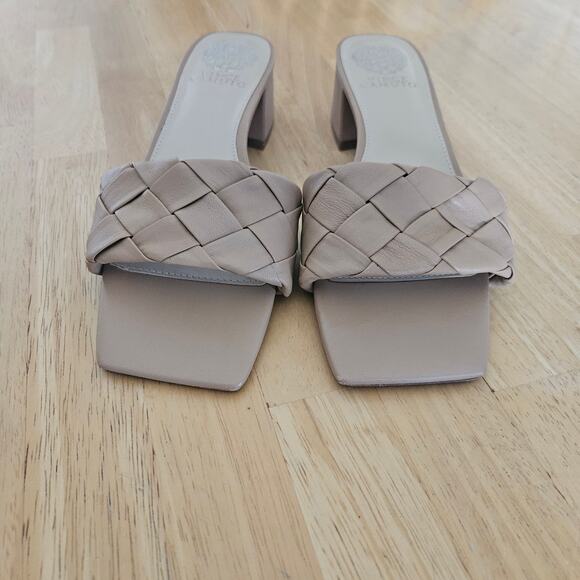 Vince Camuto Semtera Woven-Strap Nude Sandal Mule Heels Size 8.5 M - Picture 2 of 9